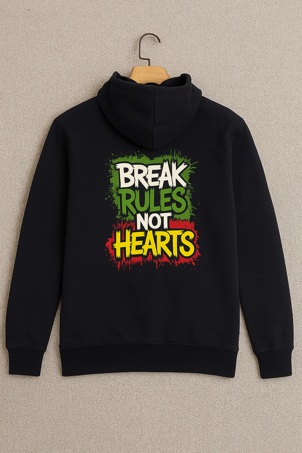 “BREAK RULE NOT HEARTS “ GRAPHIC HOODIE
