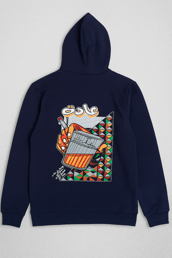 Retro Art “ADAT” Graphic Hoodie – Navy Blue Edition