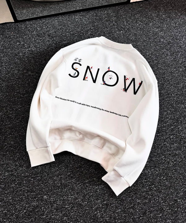 “Minimal Winter Snow Print Sweatshirt for Men”